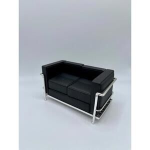 1:12 Scale Le Corbusier Sofa Black, Mid Century Modern Dollhouse Sofa, Vintage